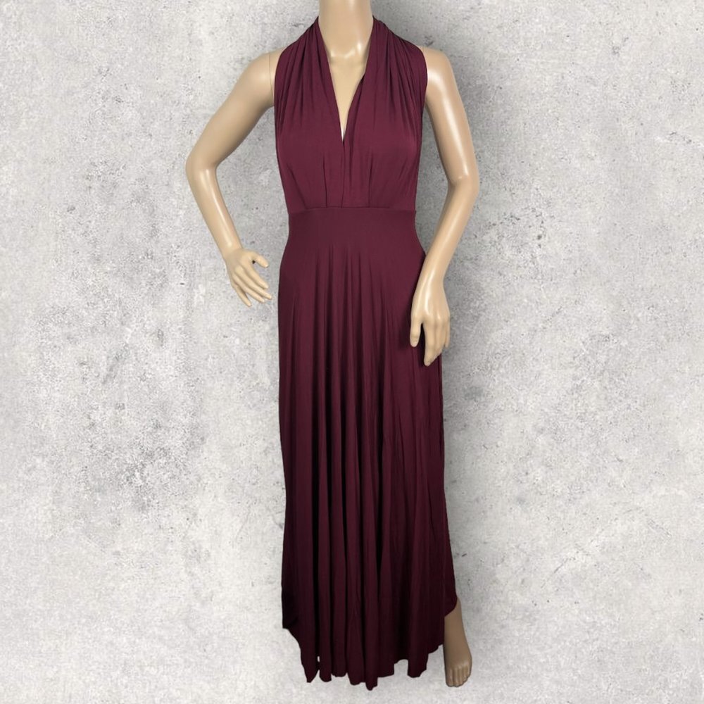 Lulus Convertible Maxi Dress Bugundy Tricks of Trade Size XS Bridesmaid Boho NWT - Picture 5 of 11
